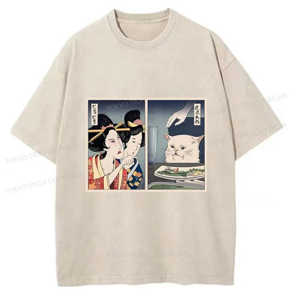 Tokyo-Tiger The Geisha Scolded The Cat Washed T-Shirt