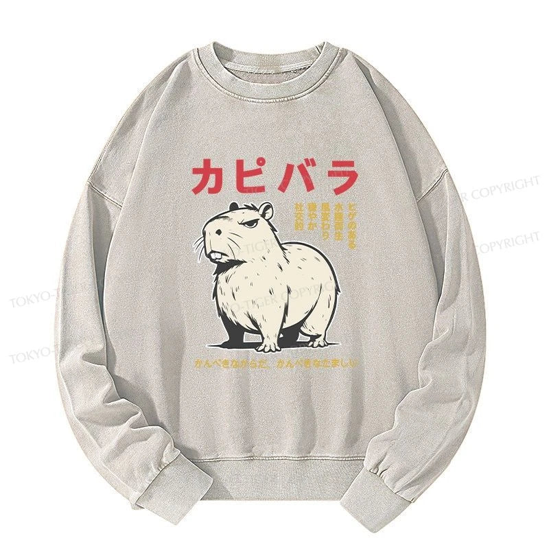 Tokyo-Tiger Angry Capybara Japan Washed Sweatshirt