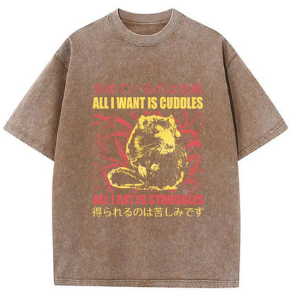 Tokyo-Tiger All I Want Is Cuddles Washed T-Shirt