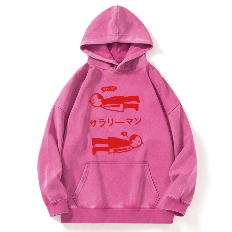 Tokyo-Tiger Let's Fly Office Worker Washed Hoodie