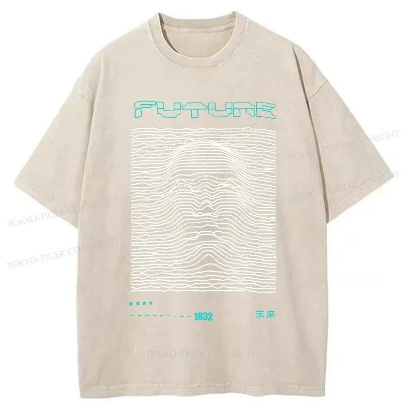 Tokyo-Tiger Future Human Head Line Washed T-Shirt