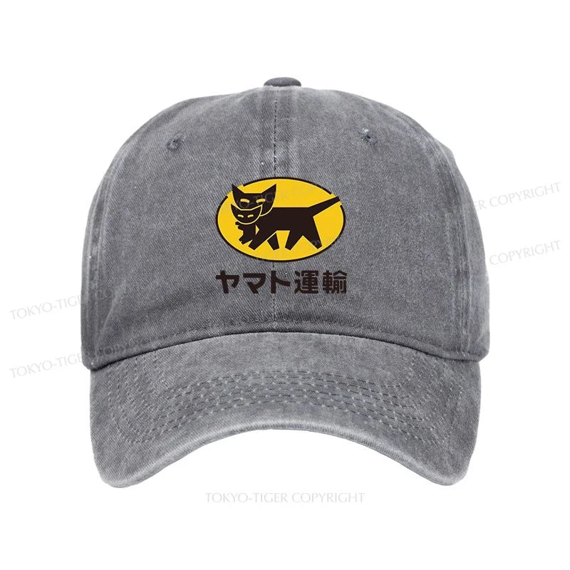 Tokyo-Tiger Black Cat Transport Pattern Japanese Washed Cap