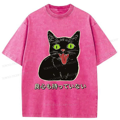 Tokyo-Tiger Cat Without A Conscience Washed T-Shirt