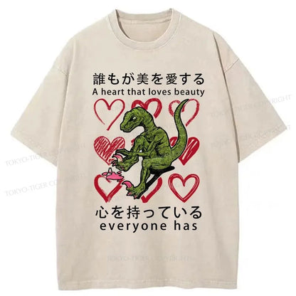 Tokyo-Tiger Dinosaur Nail Polish Japanese Washed T-Shirt