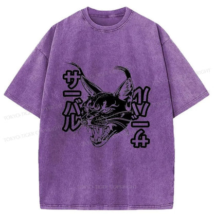 Tokyo-Tiger Caracal Japanese Washed T-Shirt