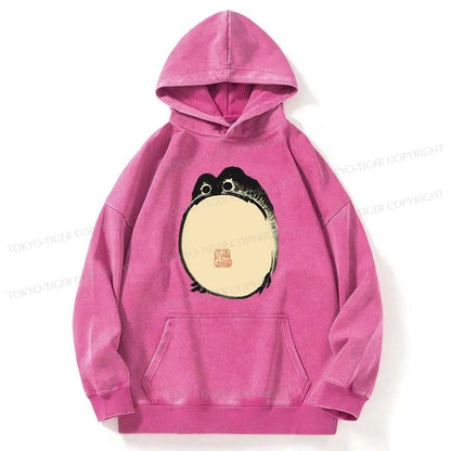 Tokyo-Tiger Grumpy Frog Japanese Washed Hoodie