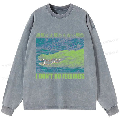 Tokyo-Tiger An Emotionless Crocodile Washed Long Sleeve T-Shirt