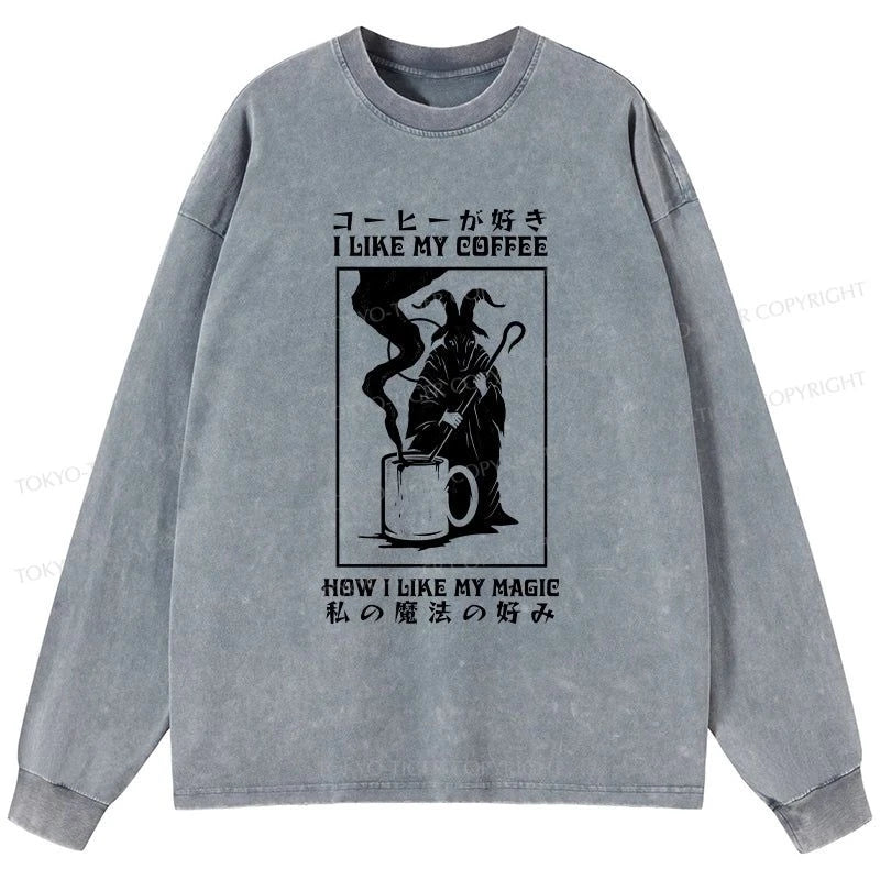 Tokyo-Tiger I Like My Coffee Washed Long Sleeve T-Shirt