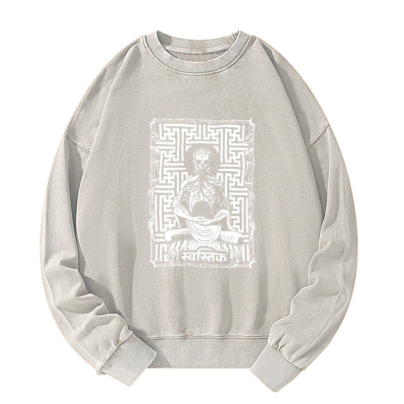 Tokyo-Tiger Sayagata Buddha Graphic Washed Sweatshirt