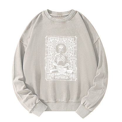 Tokyo-Tiger Sayagata Buddha Graphic Washed Sweatshirt