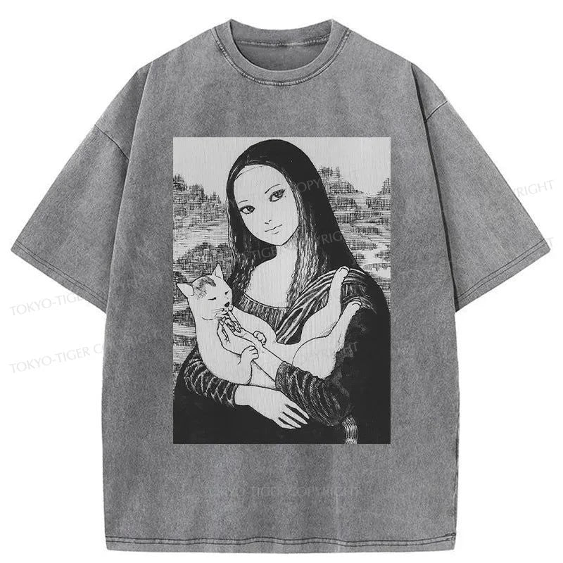 Tokyo-Tiger The Scary Mona Lisa Smile Washed T-Shirt