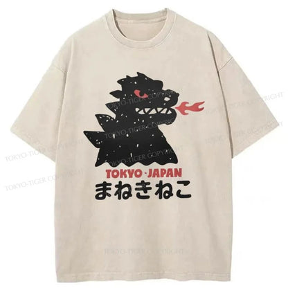 Tokyo-Tiger Japanese Fortune Cat Washed T-Shirt