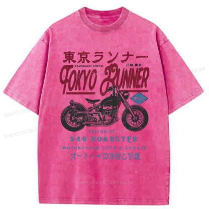 Tokyo-Tiger Motorcycle Japanese Washed T-Shirt