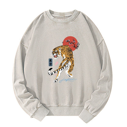 Tokyo-Tiger Tiger Blossom Japanese Sakura Washed Sweatshirt