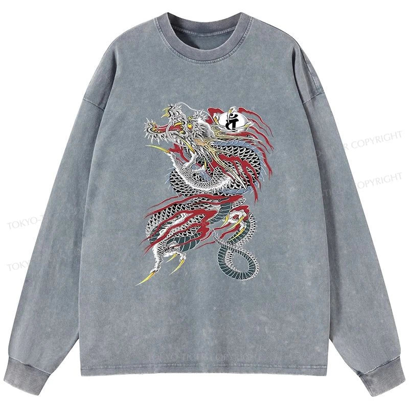 Tokyo-Tiger Dragon of Dojima Washed Long Sleeve T-Shirt