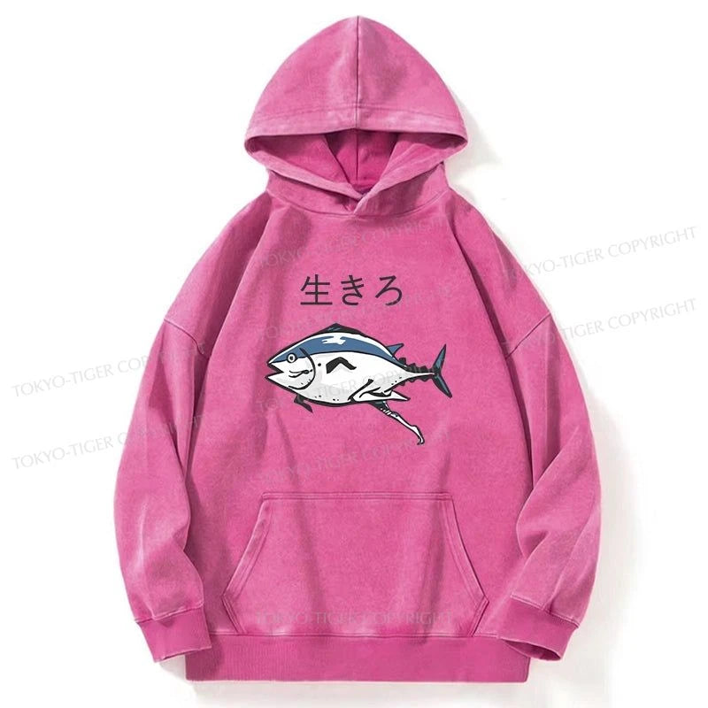 Tokyo-Tiger Running Fish Washed Hoodie