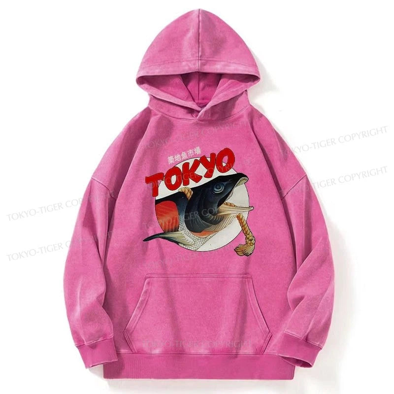 Tokyo-Tiger Vintage Japanese Tsukiji Fish Market Washed Hoodie