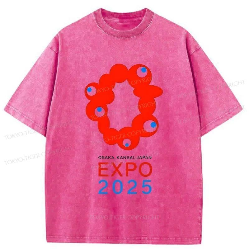 Tokyo-Tiger Logo Of EXPO 2025 Washed T-Shirt