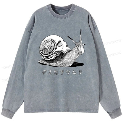 Tokyo-Tiger Death Snail Manga Washed Long Sleeve T-Shirt