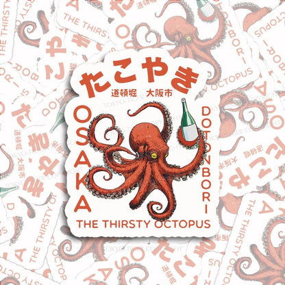 Tokyo-Tiger Octopus Drinks Soju Sticker