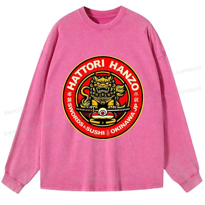 Tokyo-Tiger Hattori Hanzo - Swords & Sushi Essential Washed Long Sleeve T-Shirt