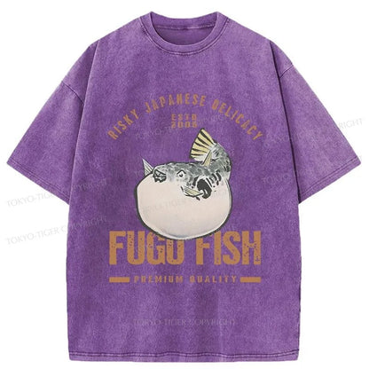 Tokyo-Tiger Fugu Fish Japanese Washed T-Shirt