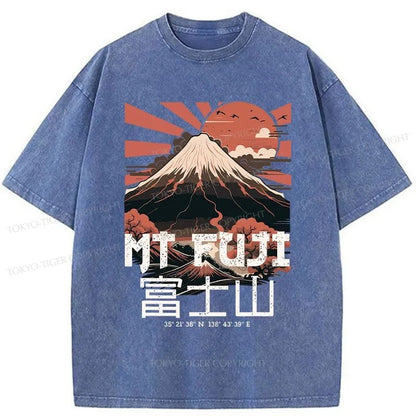 Tokyo-Tiger Mount Fuji Japanese Washed T-Shirt