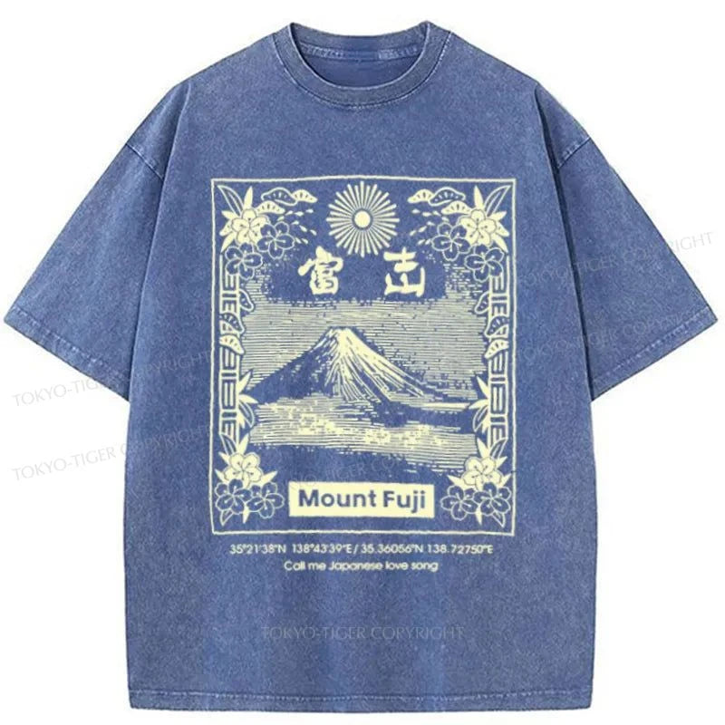 Tokyo-Tiger Japan Mount Fuji Washed T-Shirt