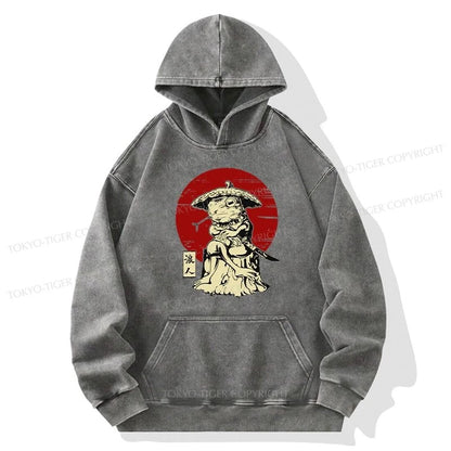 Tokyo-Tiger Rounin Japanese Frog Samurai Washed Hoodie