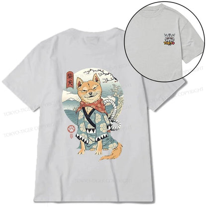 Tokyo-Tiger Samurai Shiba Dog Japanese Front Back Classic T-Shirt