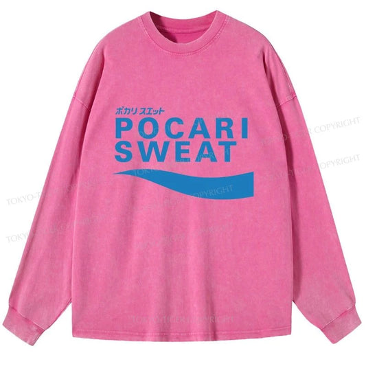 Tokyo-Tiger POCARI SWEAT Blue Washed Long Sleeve T-Shirt