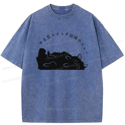 Tokyo-Tiger Cat Lies Flat Japanese Washed T-Shirt