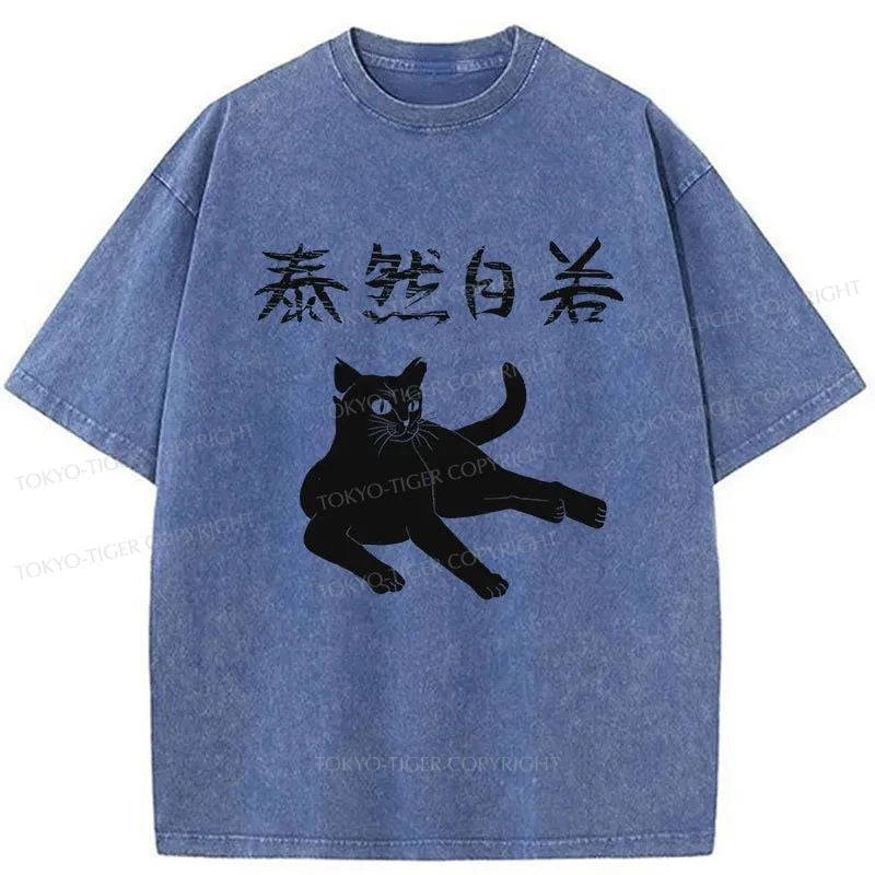 Tokyo-Tiger Cozy Cat Japanese Washed T-Shirt