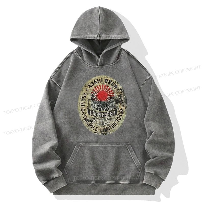 Tokyo-Tiger ASAHI BEER Japanese Washed Hoodie