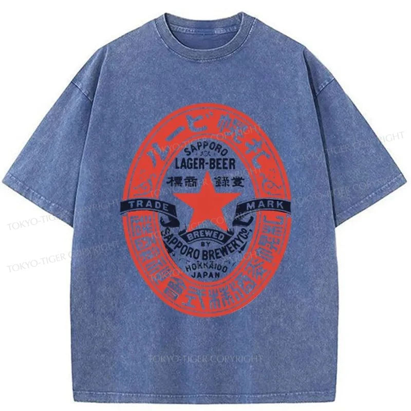 Tokyo-Tiger Vintage Sapporo Lager Beer Washed T-Shirt