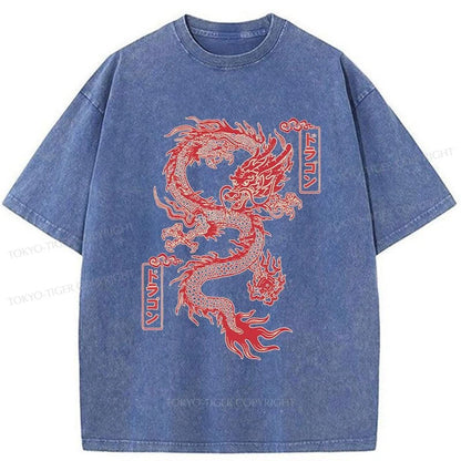 Tokyo-Tiger Dragon With Ball Totem Washed T-Shirt