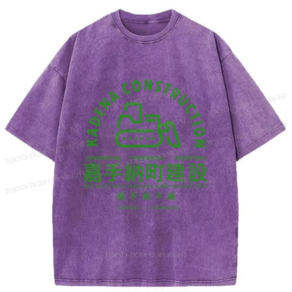 Tokyo-Tiger Kadena Okinawa Construction Japanese Washed T-Shirt