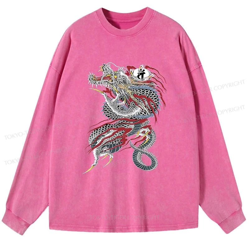 Tokyo-Tiger Dragon of Dojima Washed Long Sleeve T-Shirt