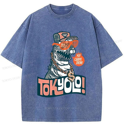 Tokyo-Tiger Stylish Dinosaur Washed T-Shirt