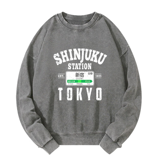 Tokyo-Tiger Shinjuku Station Yamanote Line Washed Sweatshirt