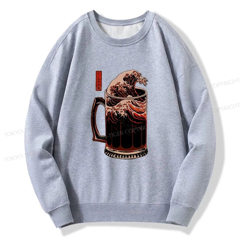 Tokyo-Tiger The Great Wave Of Beer Japanese Sweatshirt