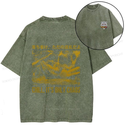 Tokyo-Tiger Cool Frog Japanese Front Back Washed T-Shirt