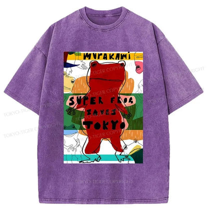 Tokyo-Tiger Super Frog Saves Tokyo Washed T-Shirt