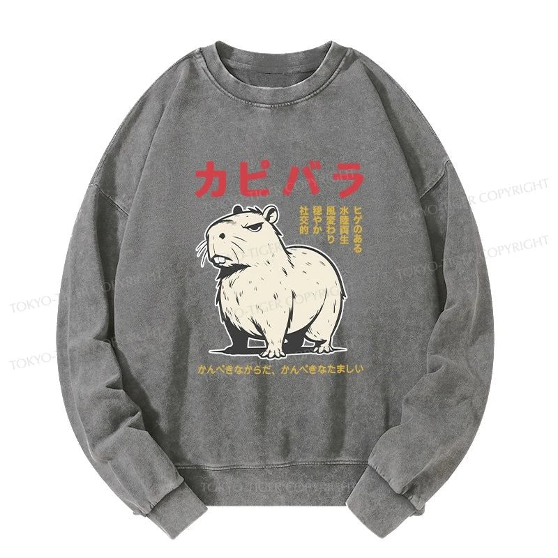 Tokyo-Tiger Angry Capybara Japan Washed Sweatshirt