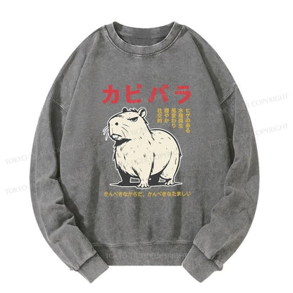 Tokyo-Tiger Angry Capybara Japan Washed Sweatshirt