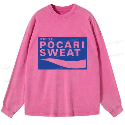 Tokyo-Tiger POCARI SWEAT Logo Washed Long Sleeve T-Shirt