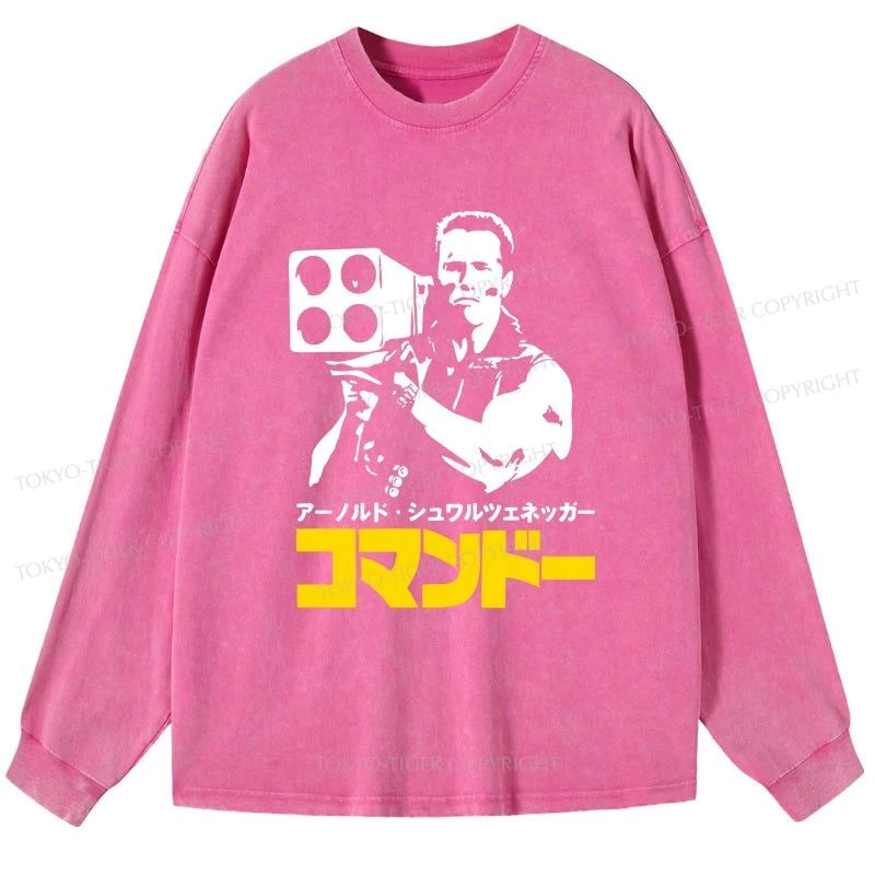 Tokyo-Tiger Commando In Japanese Washed Long Sleeve T-Shirt