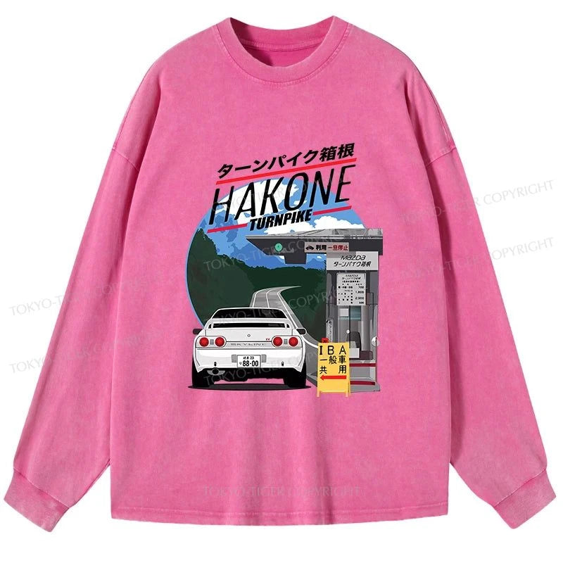 Tokyo-Tiger Hakone Nissan Skyline R32 JDM Washed Long Sleeve T-Shirt