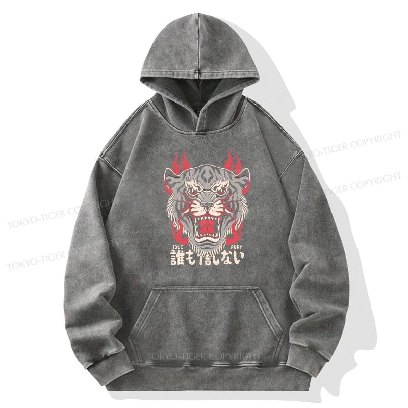 Tokyo-Tiger Retro Tiger Japanese Washed Hoodie