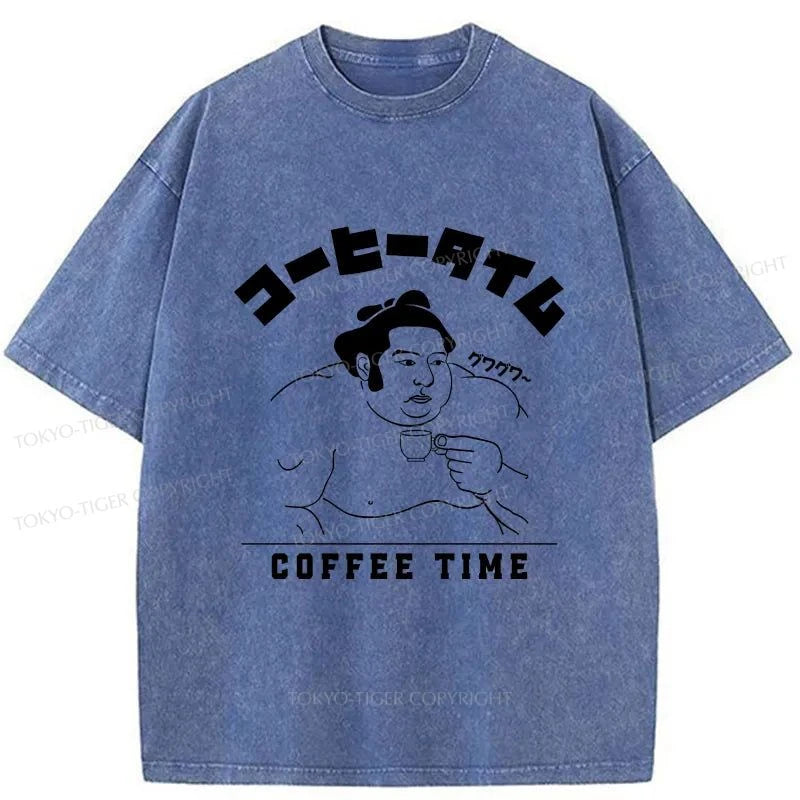 Tokyo-Tiger Coffee Time Japanese Washed T-Shirt